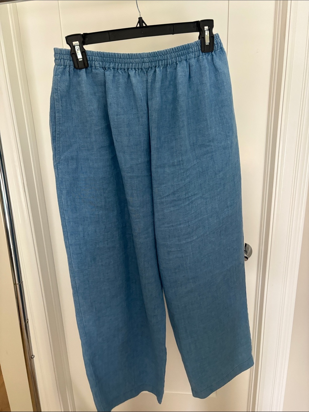 eskandar Blue Wide-Leg Linen Pants